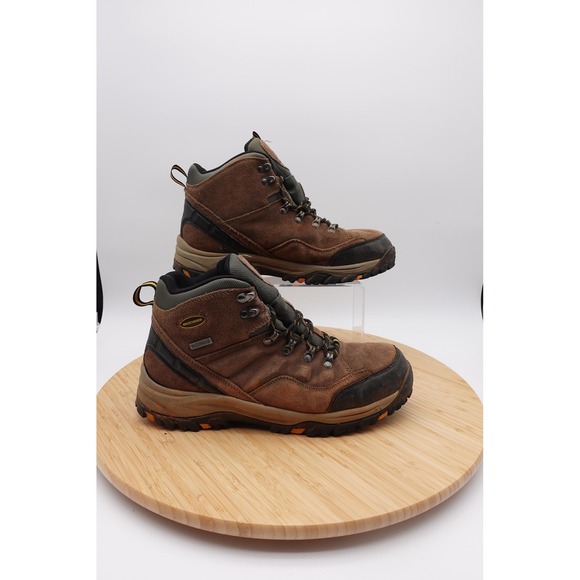 Skechers Other - Skechers Boots Mens Size 11.5 45.5 Brown Leather Waterproof Hiking Trail Boots